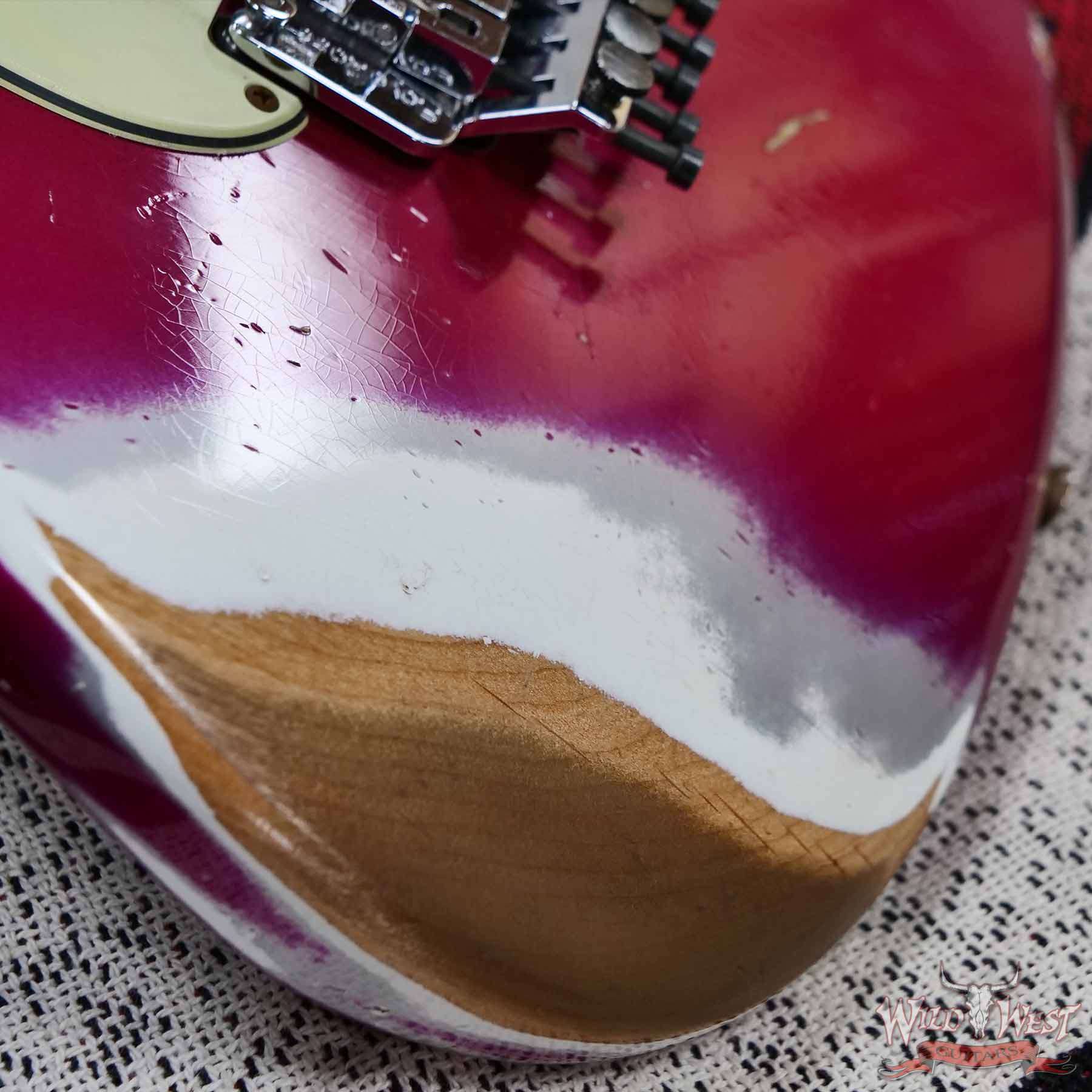 fender-r134716-d2__wwg.jpg Fender Custom Shop Wild West Pink Lightning Stratocaster HSS Floyd Rose Rosewood Board 22 Frets Heavy Relic Lipstick Pink Metallic 8.20 LBS - Image 9