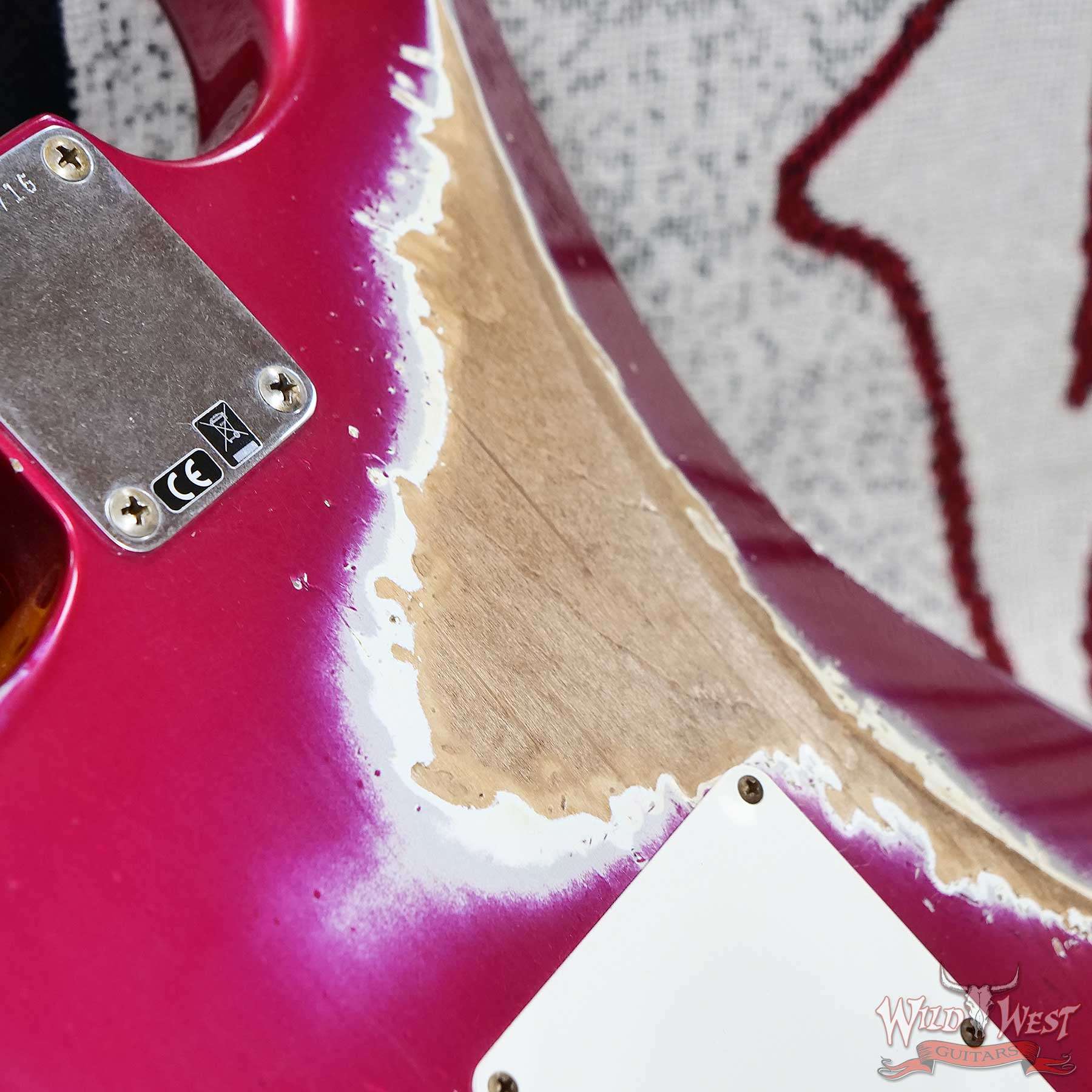 fender-r134716-d5__wwg.jpg Fender Custom Shop Wild West Pink Lightning Stratocaster HSS Floyd Rose Rosewood Board 22 Frets Heavy Relic Lipstick Pink Metallic 8.20 LBS - Image 12