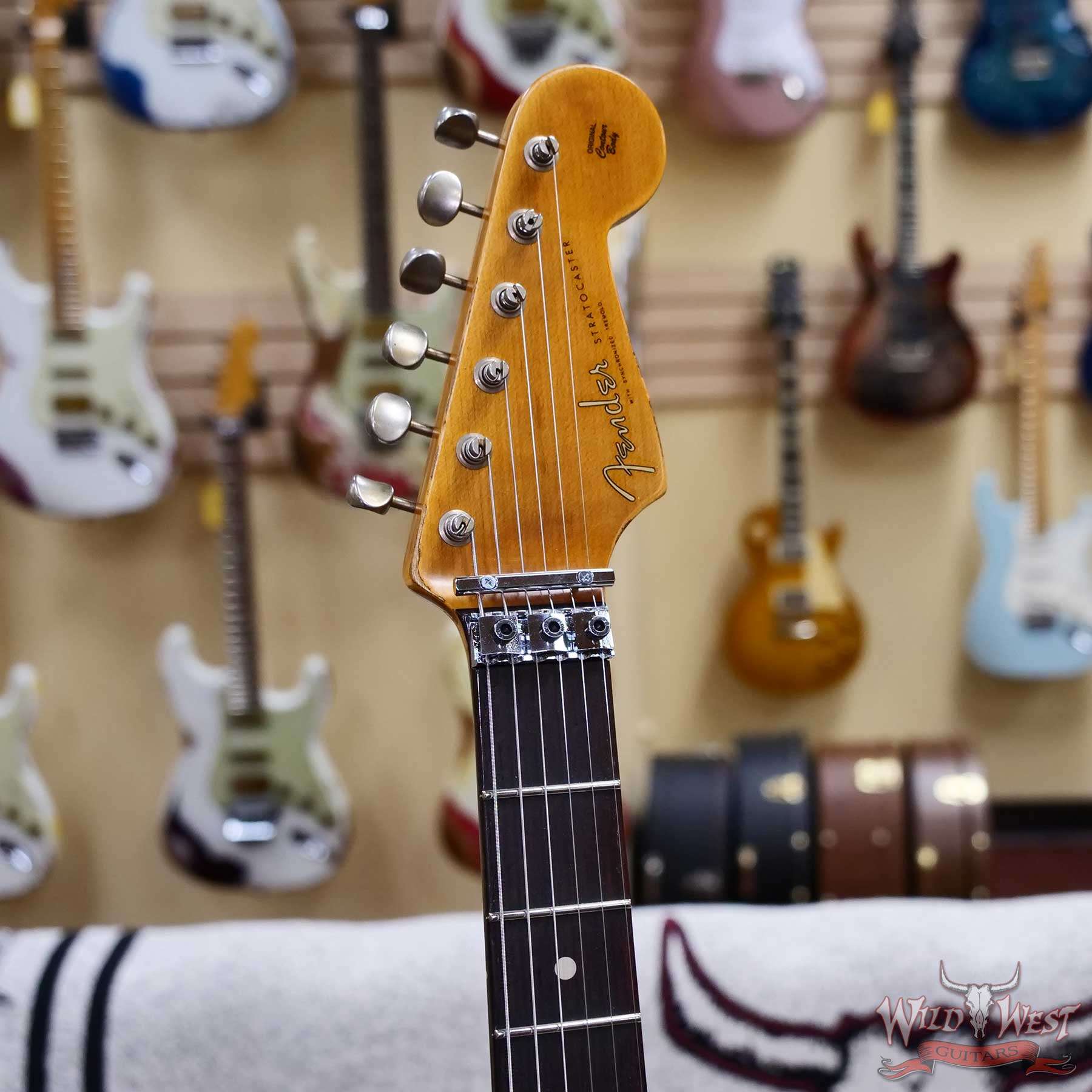 fender-r134716-d8__wwg.jpg Fender Custom Shop Wild West Pink Lightning Stratocaster HSS Floyd Rose Rosewood Board 22 Frets Heavy Relic Lipstick Pink Metallic 8.20 LBS - Image 6
