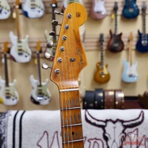 Fender Custom Shop Wild West Pink Lightning 2.0 Stratocaster HSS Maple Board 21 Frets Heavy Relic Lipstick Pink Metallic over Olympic White 8.00 LBS - Image 7