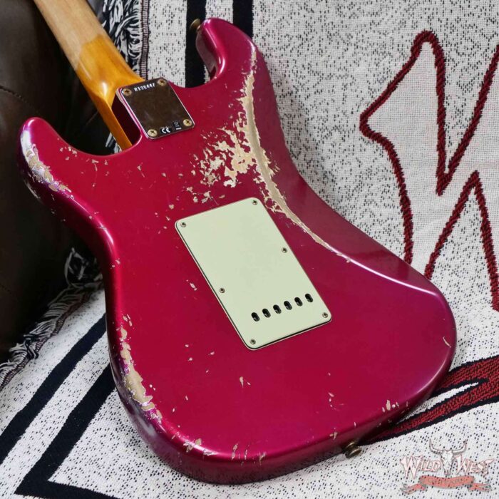 Fender Custom Shop Wild West Pink Lightning 2.0 Stratocaster HSS Maple Board 21 Frets Heavy Relic Lipstick Pink Metallic over Olympic White 8.00 LBS - Image 12