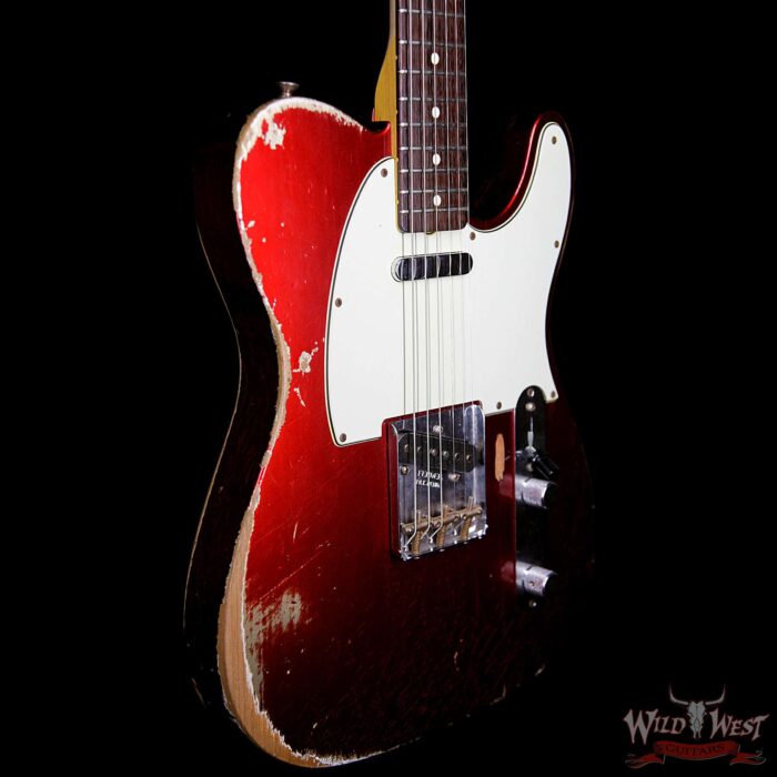 2013 Fender Custom Shop 1963 Telecaster Heavy Relic with Dirty Neck Rosewood Fingerboard Candy Apple Red - Image 5