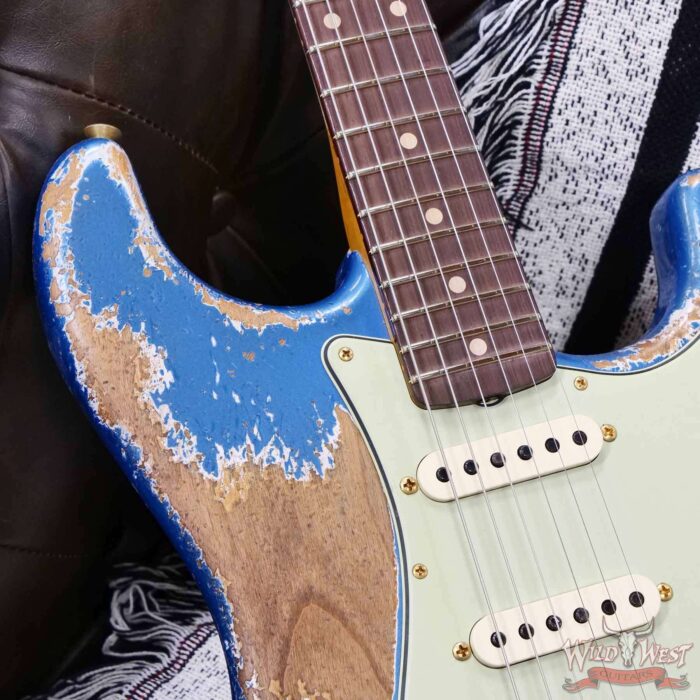 Fender Custom Shop Wild West Guitars 25th Anniversary 1960 Stratocaster Hardtail Madagascar Rosewood Fretboard Heavy Relic Lake Placid Blue 6.60 LBS - Image 9