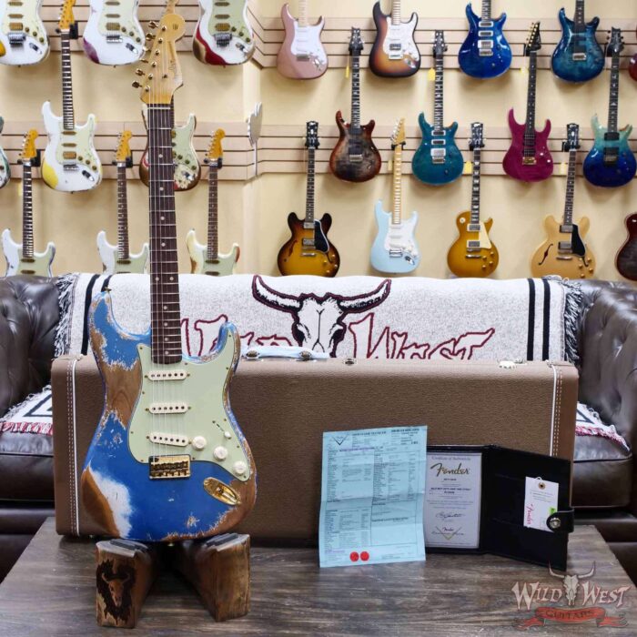 Fender Custom Shop Wild West Guitars 25th Anniversary 1960 Stratocaster Hardtail Madagascar Rosewood Fretboard Heavy Relic Lake Placid Blue 6.60 LBS - Image 7