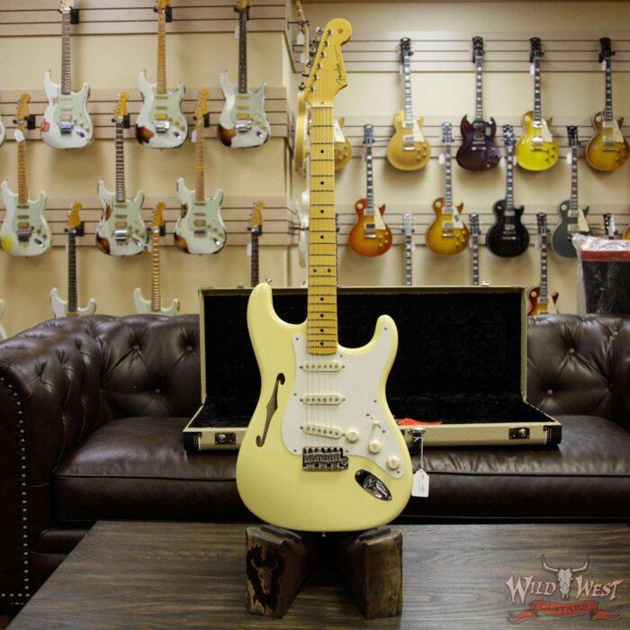 Fender USA Eric Johnson Signature Stratocaster Thinline Semi-Hollow Body Maple Neck Vintage White - Image 4