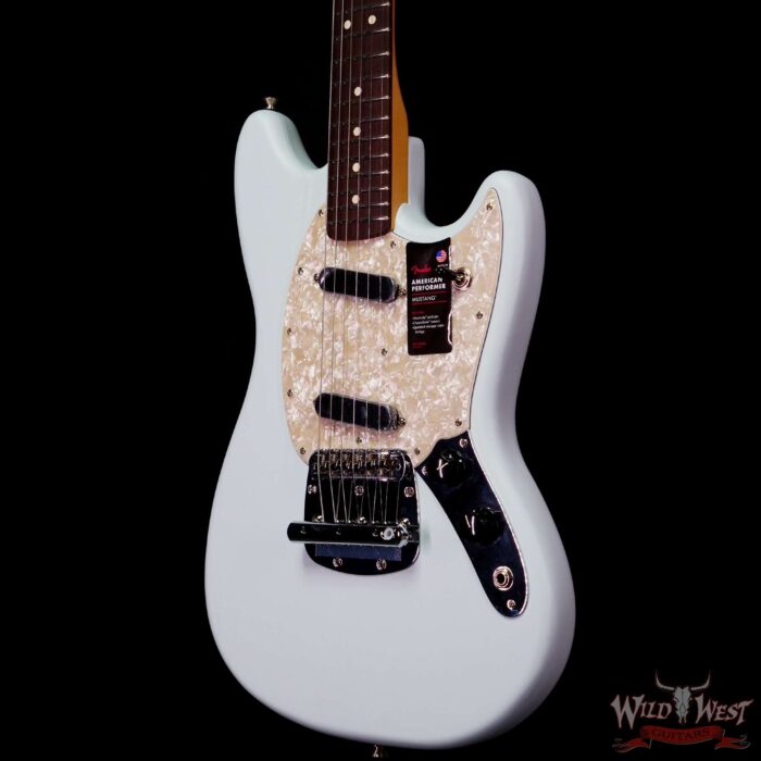 Fender American Performer Mustang Rosewood Fingerboard Satin Sonic Blue - Image 2