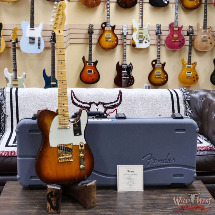 Fender 75th Anniversary Commemorative Ash Telecaster Maple Fingerboard 2-Color Bourbon Burst - Image 6