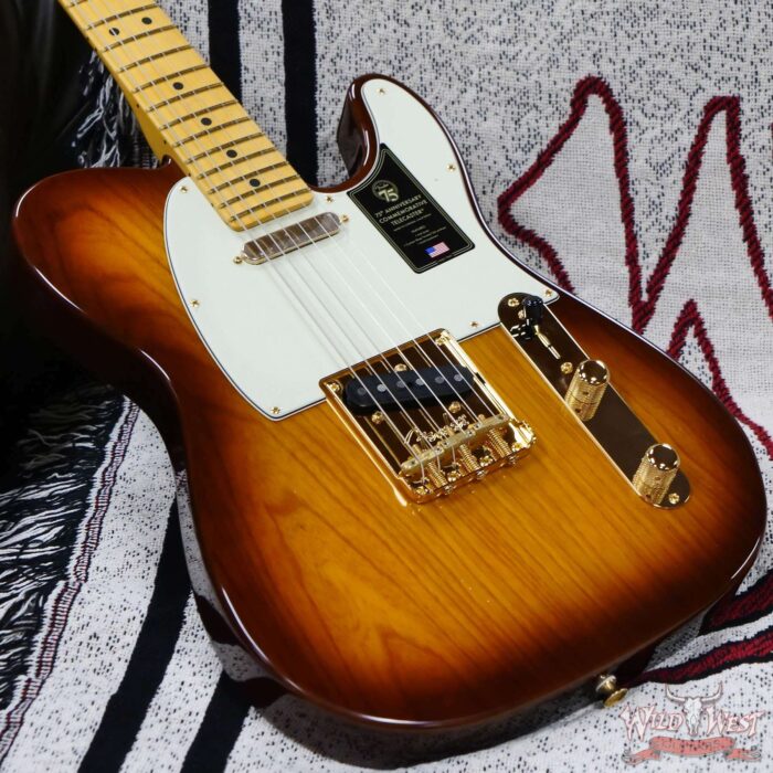 Fender 75th Anniversary Commemorative Ash Telecaster Maple Fingerboard 2-Color Bourbon Burst - Image 8