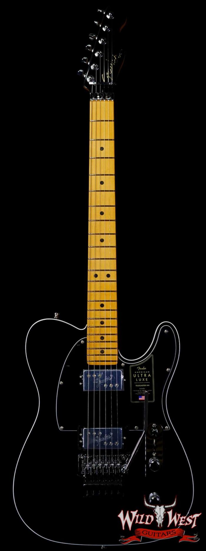 Fender American Ultra Luxe Telecaster Floyd Rose HH Maple Fingerboard Mystic Black - Image 1