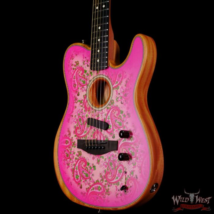 Fender American Acoustasonic Telecaster Ebony Fingerboard Pink Paisley 5.00 LBS US211488A - Image 2