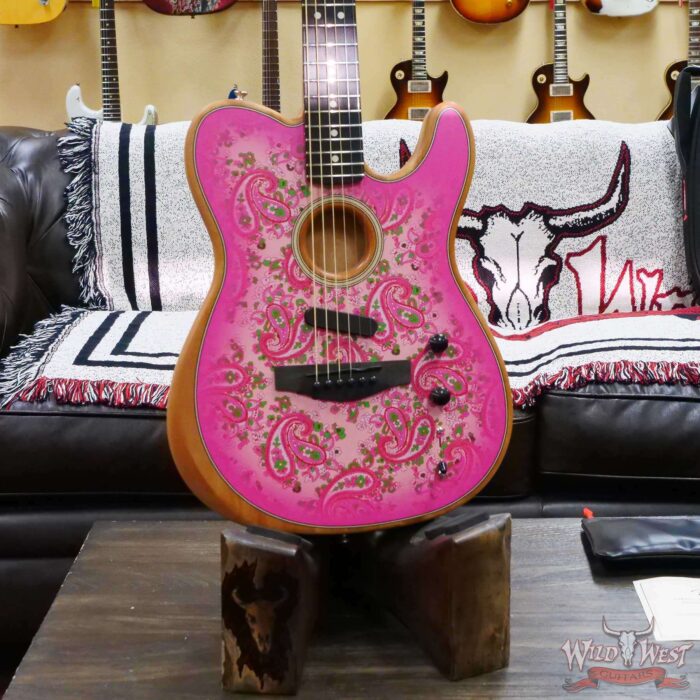 Fender American Acoustasonic Telecaster Ebony Fingerboard Pink Paisley 5.00 LBS US211488A - Image 8