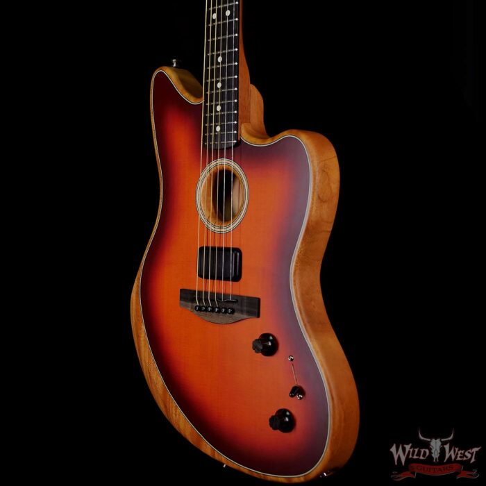 Fender American Acoustasonic Jazzmaster Ebony Fingerboard Tobacco Sunburst - Image 2