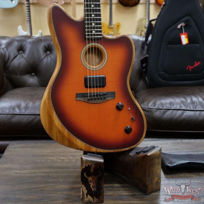 Fender American Acoustasonic Jazzmaster Ebony Fingerboard Tobacco Sunburst - Image 7