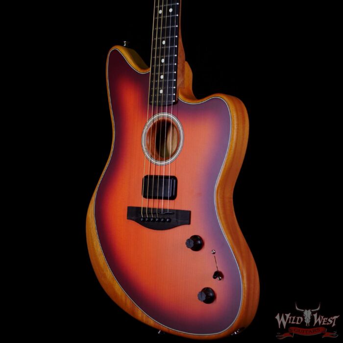Fender American Acoustasonic Jazzmaster Ebony Fingerboard Tobacco Sunburst - Image 2