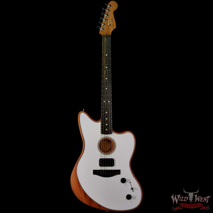 Fender American Acoustasonic Jazzmaster Ebony Fingerboard Arctic White - Image 3