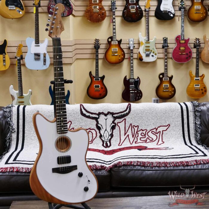 Fender American Acoustasonic Jazzmaster Ebony Fingerboard Arctic White - Image 6