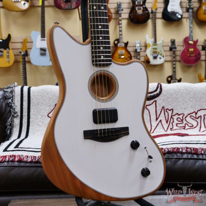 Fender American Acoustasonic Jazzmaster Ebony Fingerboard Arctic White - Image 8