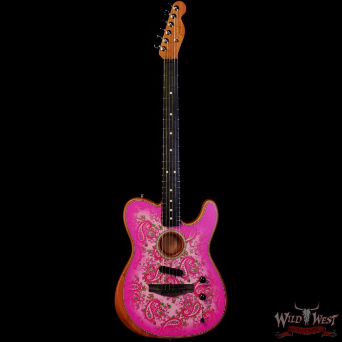 Fender American Acoustasonic Telecaster Ebony Fingerboard Pink Paisley 5.30 LBS US221521A - Image 3