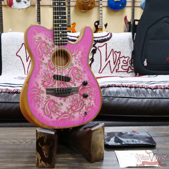 Fender American Acoustasonic Telecaster Ebony Fingerboard Pink Paisley 5.30 LBS US221521A - Image 8