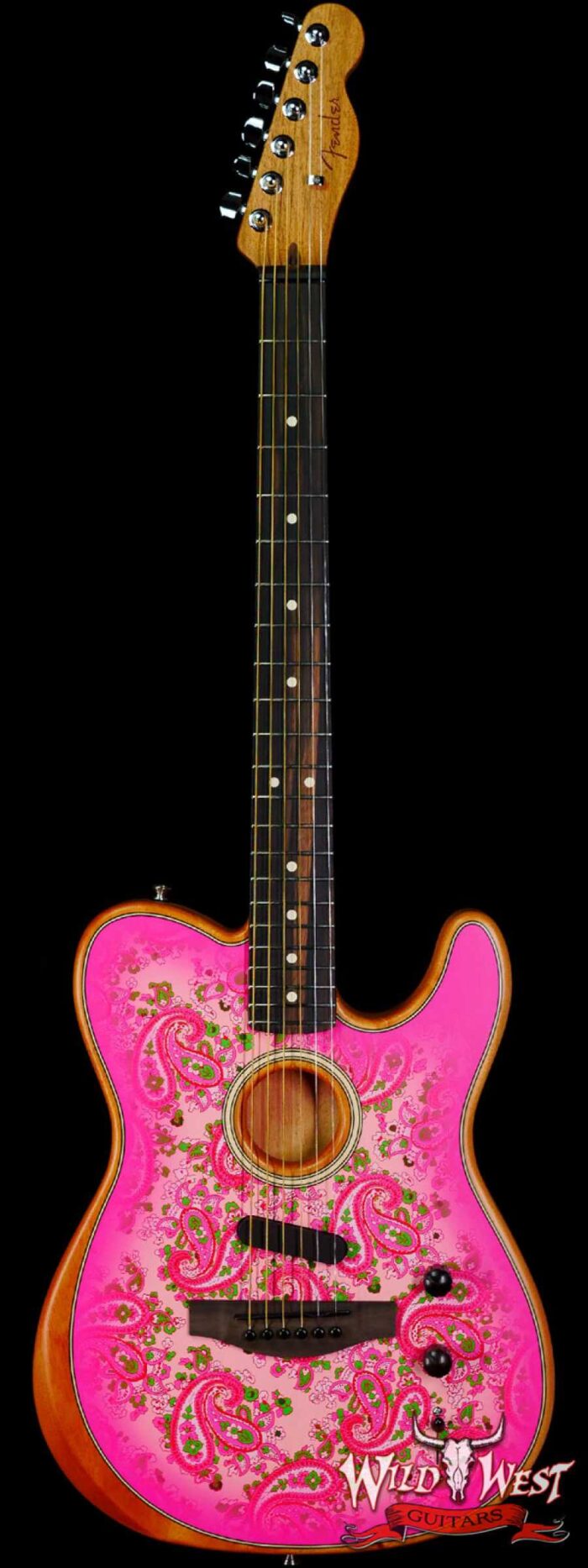 Fender American Acoustasonic Telecaster Ebony Fingerboard Pink Paisley 4.80 LBS US221860A - Image 1
