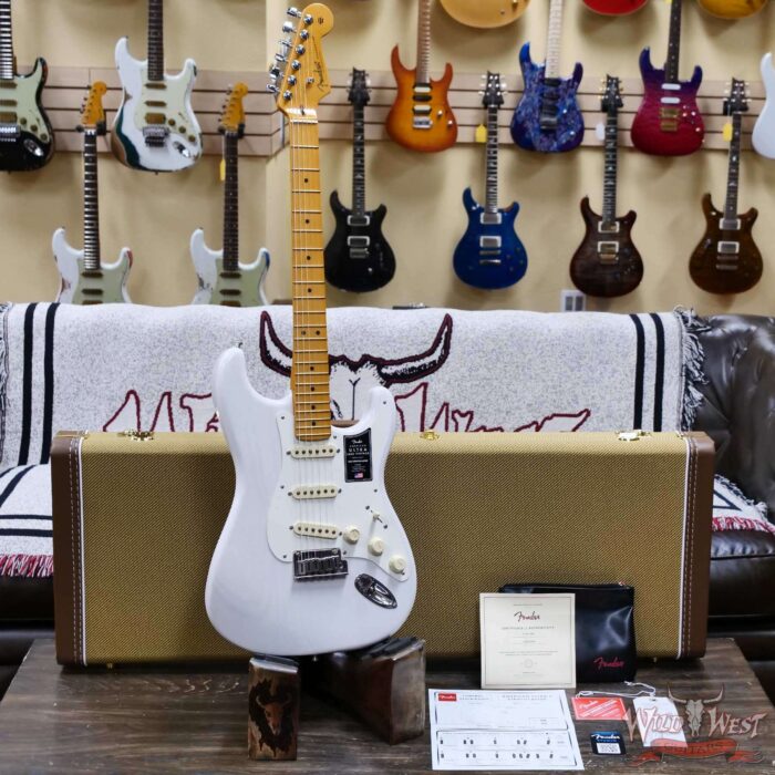 Fender American Ultra Luxe Vintage ‘50s Stratocaster Ash Body Maple Fingerboard White Blonde 8.1 lbs - Image 6