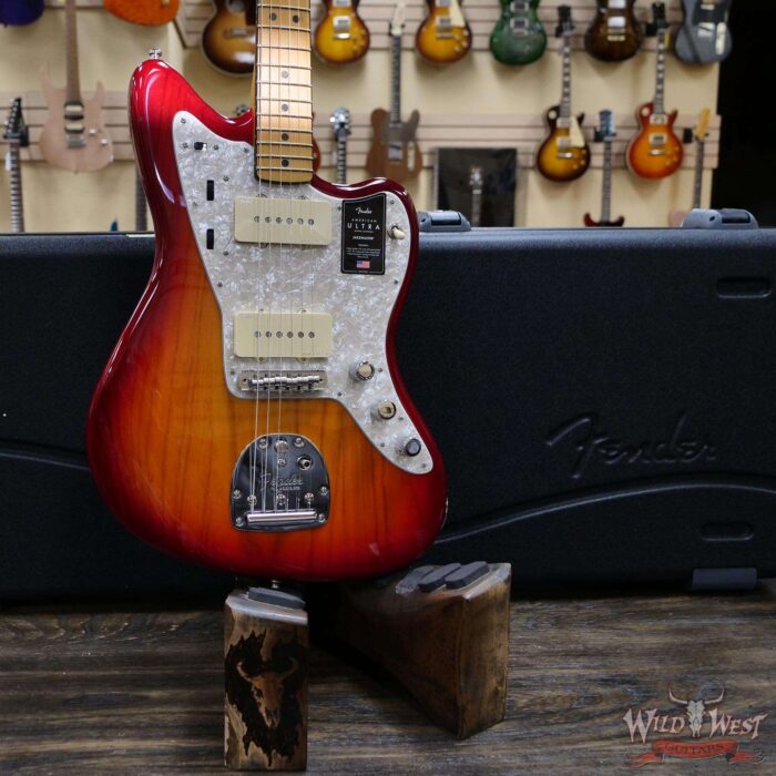 Fender American Ultra Jazzmaster Ash Body Maple Fingerboard Plasma Red Burst - Image 7