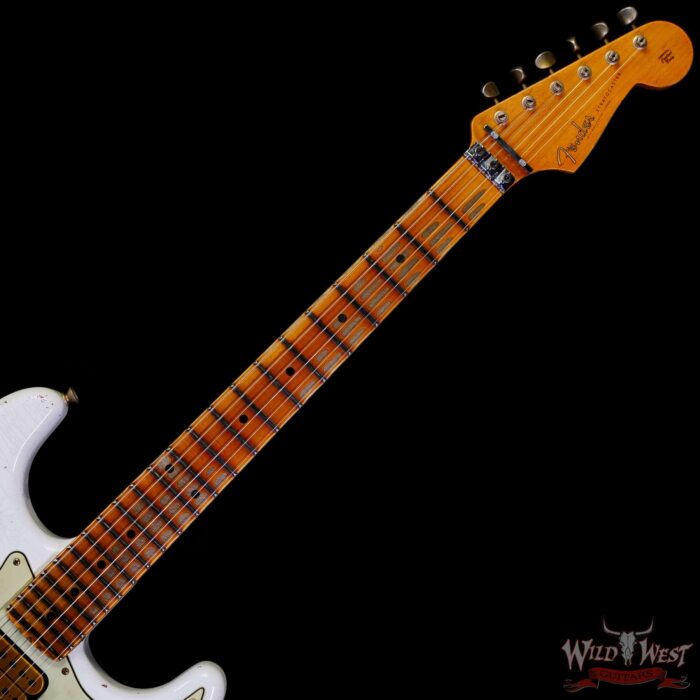 Fender Custom Shop Wild West White Lightning Stratocaster HSH Floyd Rose Mpaple Board 22 Frets Heavy Relic Lipstick Pink Metallic 8.05 LBS - Image 5