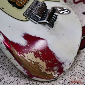 Fender Custom Shop Wild West White Lightning Stratocaster HSH Floyd Rose Mpaple Board 22 Frets Heavy Relic Lipstick Pink Metallic 8.05 LBS - Image 9