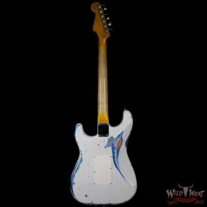 Fender Custom Shop Wild West Exclusive White Lightning Stratocaster HSS Floyd Rose Heavy Relic Maple Neck 22 Frets Blue Flower - Image 7