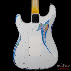 Fender Custom Shop Wild West Exclusive White Lightning Stratocaster HSS Floyd Rose Heavy Relic Maple Neck 22 Frets Blue Flower - Image 4
