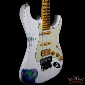 Fender Custom Shop Wild West Exclusive White Lightning Stratocaster HSS Floyd Rose Heavy Relic Maple Neck 22 Frets Blue Flower - Image 5