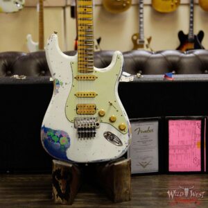 Fender Custom Shop Wild West Exclusive White Lightning Stratocaster HSS Floyd Rose Heavy Relic Maple Neck 22 Frets Blue Flower - Image 11