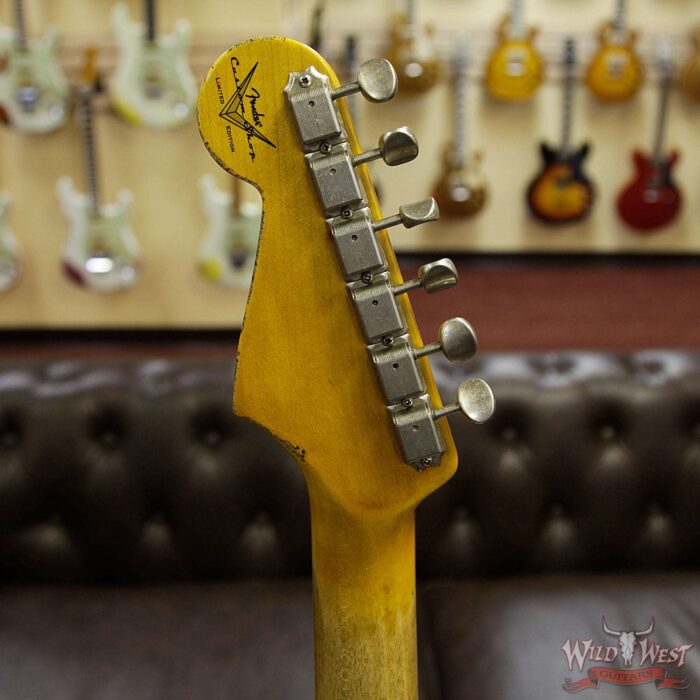 Fender Custom Shop Wild West Exclusive White Lightning Stratocaster HSS Floyd Rose Heavy Relic Maple Neck 22 Frets Blue Flower - Image 14