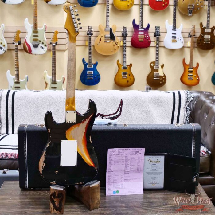 Fender Custom Shop Wild West Black Lightning Stratocaster HSS Floyd Rose Rosewood Fingerboard 22 Frets Heavy Relic 3 Tone Sunburst 8.00 LBS - Image 9