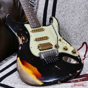 Fender Custom Shop Wild West Black Lightning Stratocaster HSS Floyd Rose Rosewood Fingerboard 22 Frets Heavy Relic 3 Tone Sunburst 8.00 LBS - Image 8
