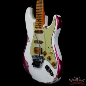 Fender Custom Shop Wild West White Lightning Stratocaster HSS Floyd Rose Maple Board 22 Frets Heavy Relic Pink Paisley 7.90 LBS - Image 2