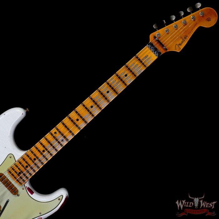 Fender Custom Shop Wild West White Lightning Stratocaster HSS Floyd Rose Maple Board 22 Frets Heavy Relic Pink Paisley 7.90 LBS - Image 4