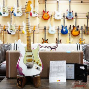Fender Custom Shop Wild West White Lightning Stratocaster HSS Floyd Rose Maple Board 22 Frets Heavy Relic Pink Paisley 7.90 LBS - Image 6