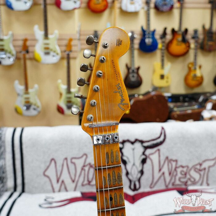 Fender Custom Shop Wild West White Lightning Stratocaster HSS Floyd Rose Maple Board 22 Frets Heavy Relic Pink Paisley 7.90 LBS - Image 7