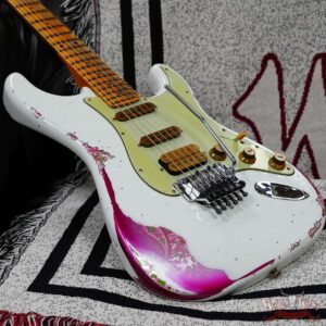Fender Custom Shop Wild West White Lightning Stratocaster HSS Floyd Rose Maple Board 22 Frets Heavy Relic Pink Paisley 7.90 LBS - Image 8