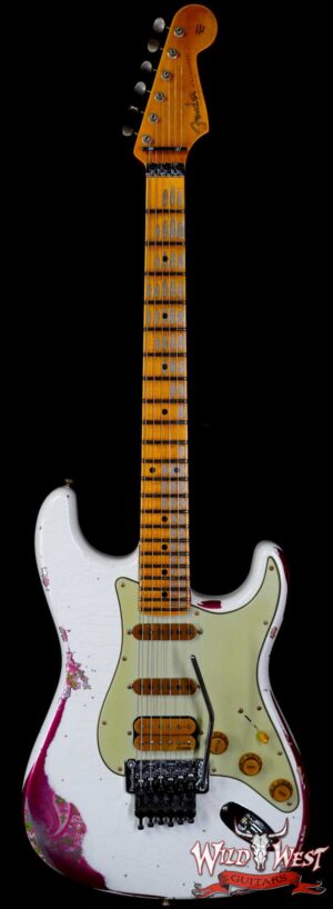Fender Custom Shop Wild West White Lightning Stratocaster HSS Floyd Rose Maple Board 22 Frets Heavy Relic Pink Paisley 7.90 LBS