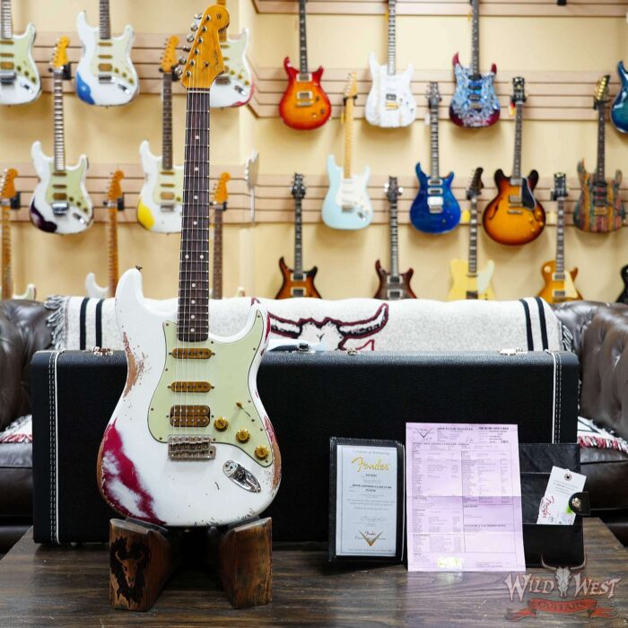 Fender Custom Shop Wild West White Lightning 2.0 Stratocaster HSS Rosewood Board 21 Frets Heavy Relic Lipstick Pink Metallic 8.00 LBS - Image 6