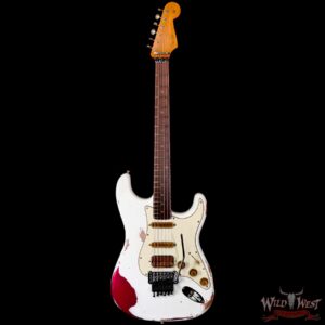 Fender Custom Shop Wild West White Lightning Stratocaster HSS Floyd Rose Rosewood Board 22 Frets Heavy Relic Lipstick Pink Metallic 8.05 LBS - Image 2