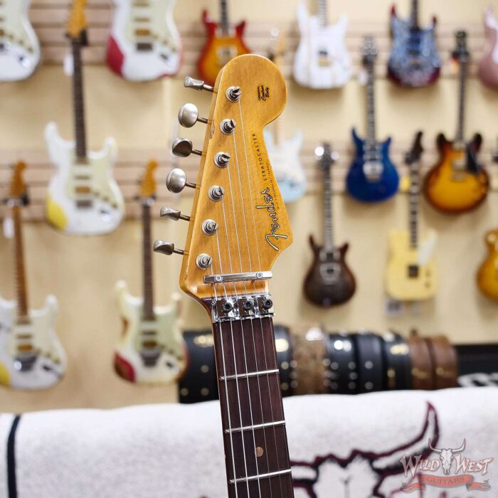 Fender Custom Shop Wild West White Lightning Stratocaster HSS Floyd Rose Rosewood Board 22 Frets Heavy Relic Lipstick Pink Metallic 8.05 LBS - Image 7