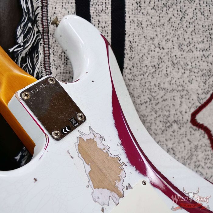 Fender Custom Shop Wild West White Lightning Stratocaster HSS Floyd Rose Rosewood Board 22 Frets Heavy Relic Lipstick Pink Metallic 8.05 LBS - Image 12