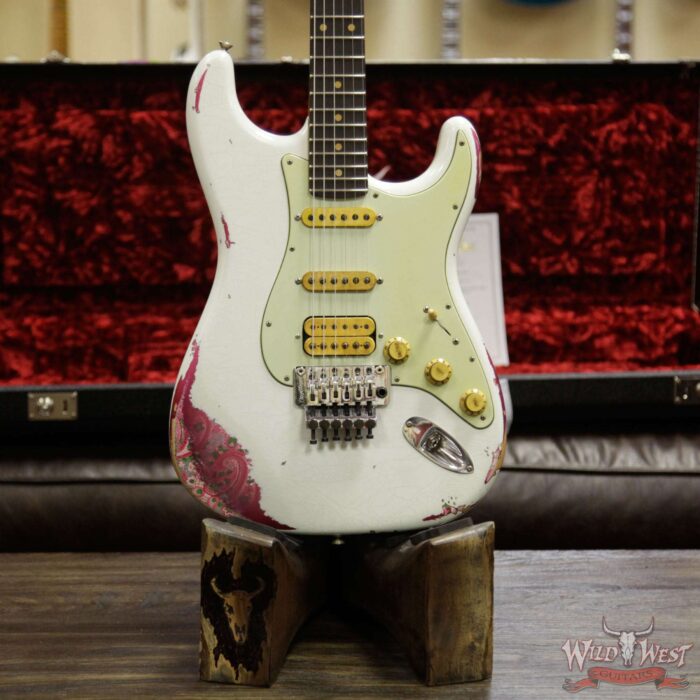 Fender Custom Shop White Lightning Stratocaster Floyd Rose HSS Heavy Relic Rosewood Board 22 Frets Pink Paisley - Image 13