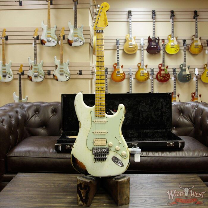 Fender Custom Shop White Lightning Stratocaster Heavy Relic Floyd Rose HSS 21 Maple Neck 3 Tone Sunburst - Image 12