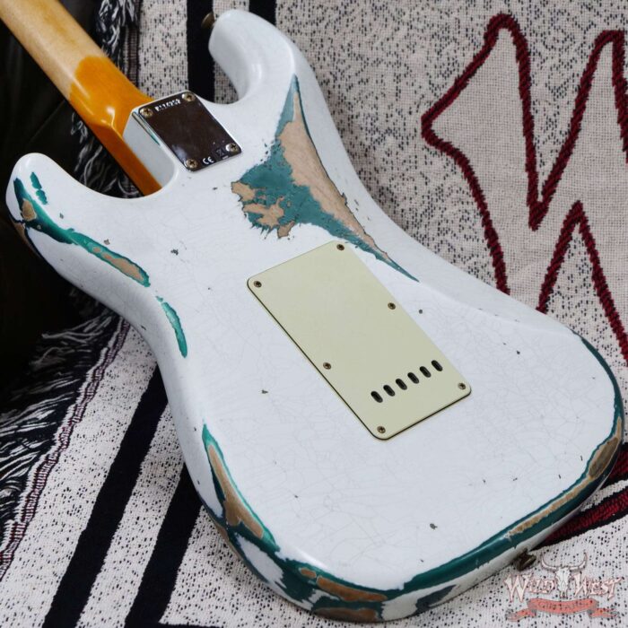 Fender Custom Shop Wild West White Lightning 2.0 Stratocaster HSS Rosewood Board 21 Frets Heavy Relic British Racing Green - Image 11