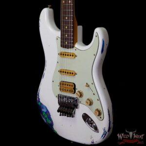 Fender Custom Shop Wild West Exclusive White Lightning Stratocaster HSS Floyd Rose Heavy Relic Rosewood Board 21 Frets Blue Flower - Image 2