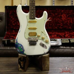 Fender Custom Shop Wild West Exclusive White Lightning Stratocaster HSS Floyd Rose Heavy Relic Rosewood Board 21 Frets Blue Flower - Image 12
